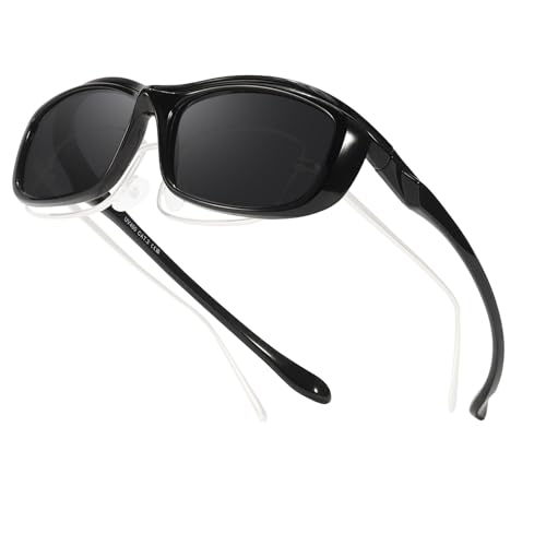 Myiaur Sleek Fit Over Glasses Sunglasses for Men Women, Polarized Over Eyeglasses Flexible Temple for Rectangle/Small Glasses