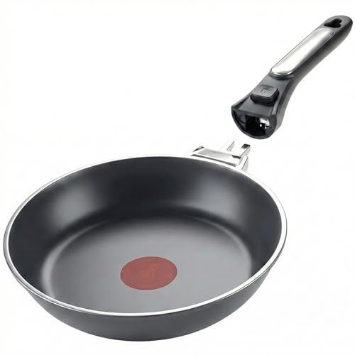 ECODE® Sarten de 20 cm para Induccion con Mango Extraible, Antiadherentes y Indicador de Temperatura Óptima - Apta para Horno, Lavavajillas y Todo Tipo de Cocinas - Aluminio Fundido Inoxidable