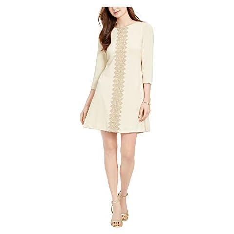 Pappagallo Women's Long Sleeve Hacci Knit Dress, Gold, L Cover