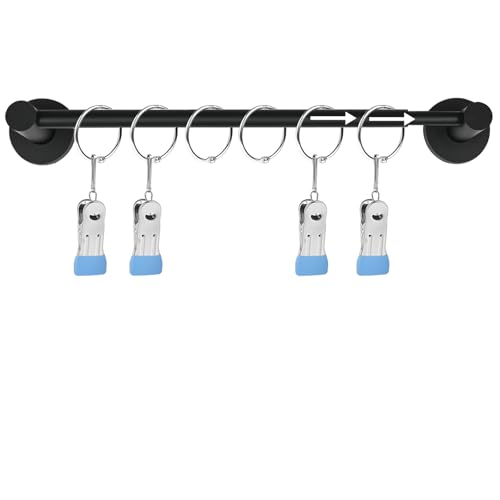 Haikole Heavy Duty Magnetic Rod for Classroom Adjustable Anchor Chart Holder with 2.6 inch Magnet Base Stainless Steel 16-30 Rod 6 O Rings & 4 Clips for Secure Whiteboard (Black)