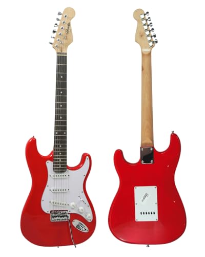 Image of Henrix ST- 6 String Strat Style Poplar Electric Guitar - Red