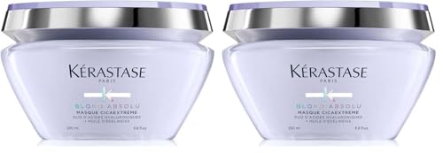 Kérastase Blond Absolu, Mascarilla Reparadora, Reconstructora y Fortalecedora, Para Pelo Dañado y Decolorado, Con Ácido Hialurónico, Masque Cicaextrême, 200 ml (Paquete de 2)