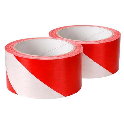 SHOP-STORY Lot de 2 Rubans de Signalisation Rouge Blanc 50mm x 100M GEKO – Ruban de Balisage et Délimitation de Zones