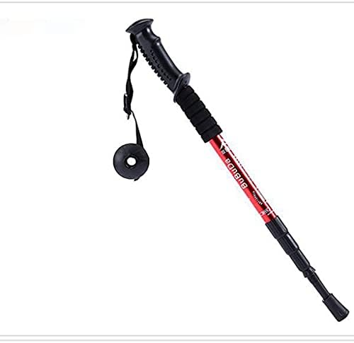 Trekking Poles Outdoor Aluminum Trekking Poles Walking Crutches Climbing Poles Telescopic Climbing Pole Foldable Portable Shrinking Four Straight Handles (Gold)