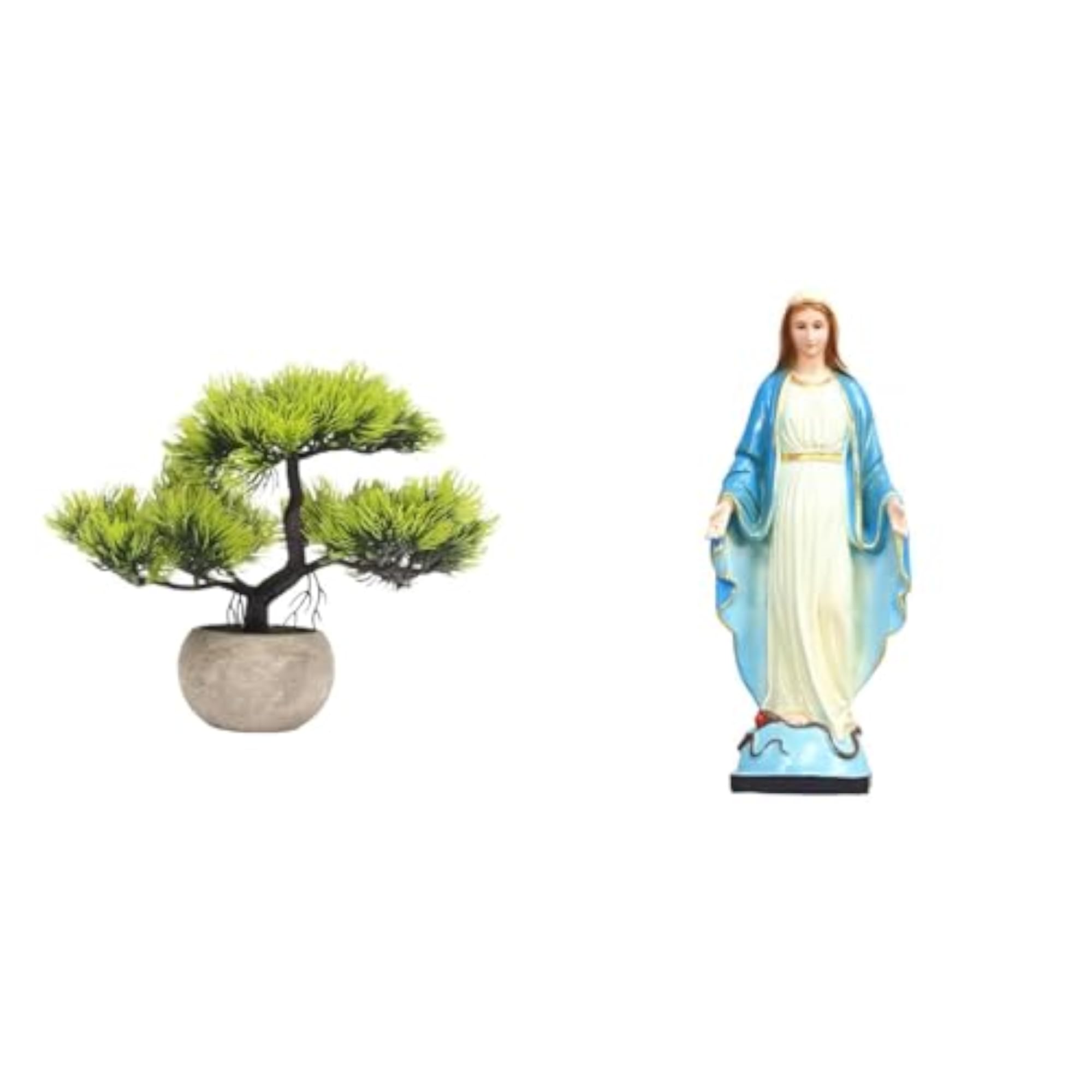 Graceful Bonsai Lady Artificial Greenery Statue Decor