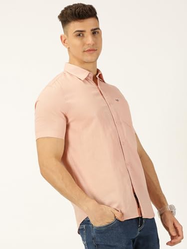 Image of Thomas Scott Men's | Solid | Half Sleeve | Slim Fit | Linen Blend | Spread Collar | Casual Shirt