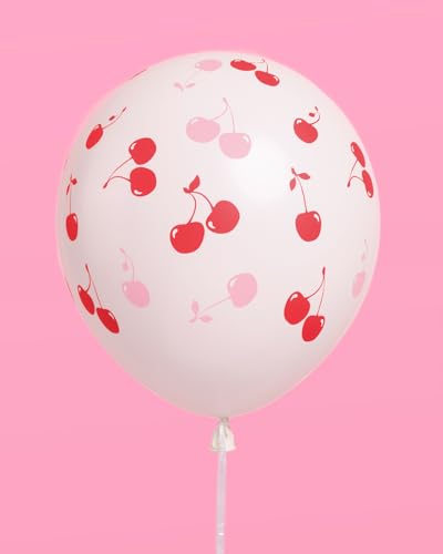 Image of xo, Fetti Red + Pink Cherry Balloons - 24 pk, 12 inch | Ma Cherie Baby Shower, Cherry on Top Bachelorette Decorations, Birthday Decor, Picnic Tablescape