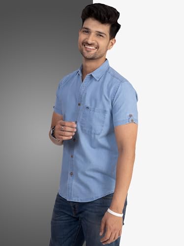 Image of Men's Denim Casual Shirts for Men | Half Sleeve Shirt | Regular Fit