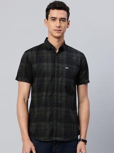 Image of Majestic Man Slim Fit Short Sleeve Checked Pure Cotton Casual Shirt