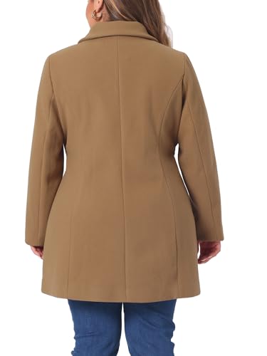 Agnes Orinda Plus Size Coat for Women Peter Pan Collar Double Breasted Winter Warm Coats with Pockets4