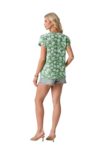 Lepunuo Womens Blouses Dressy Casual Henley Tops Summer V Neck Business Work Shirts Cap Sleeve Tshirts Vacation — view 6