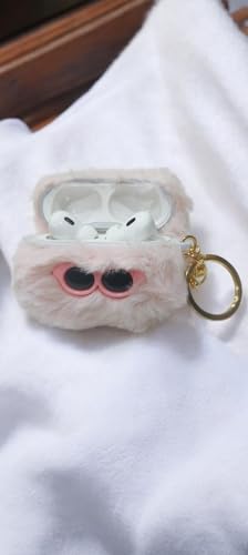Image of SE HUB Airpods Pro 2 Case Cover Keychain for 2Nd Generation Fur Eye Design Shock Proof 360-degree Protection Case Cover Soft Skin Silicone Compatible 3D Design Headphones Case (Instagram)- Pink