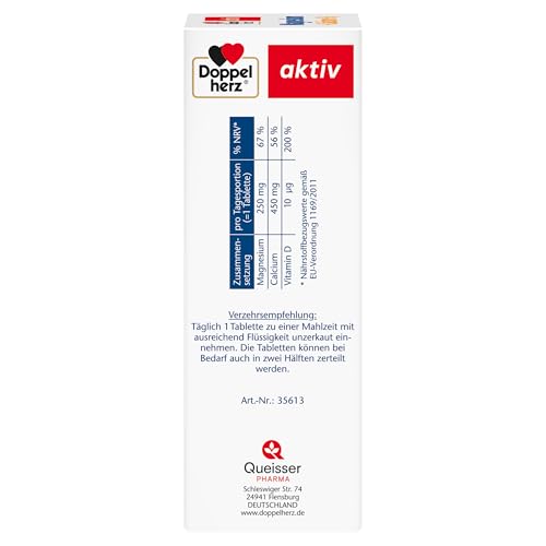 Doppelherz Magnesium + Calcium + D3 - Magnesium als Beitrag für die Muskelfunktion und zum Erhalt normalen Knochen - 120 Tabletten