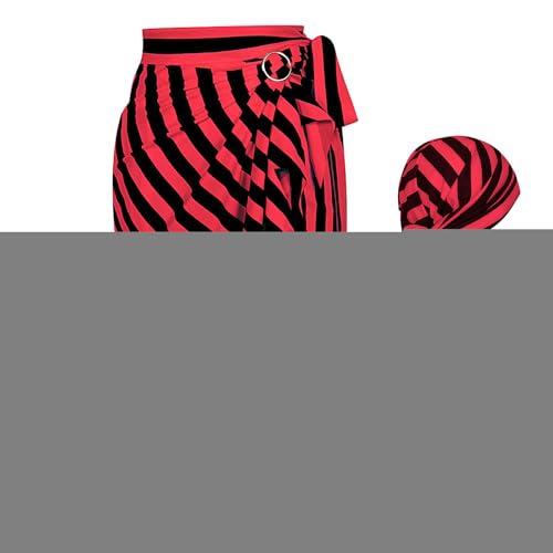 Disfraces de Pirata para Mujer,Disfraces de Pirata de Halloween para Mujer | Disfraces de pirata de juego de rol de Halloween vestido de pirata para mujer,Traje de capitán de bandana a rayas, faldas r