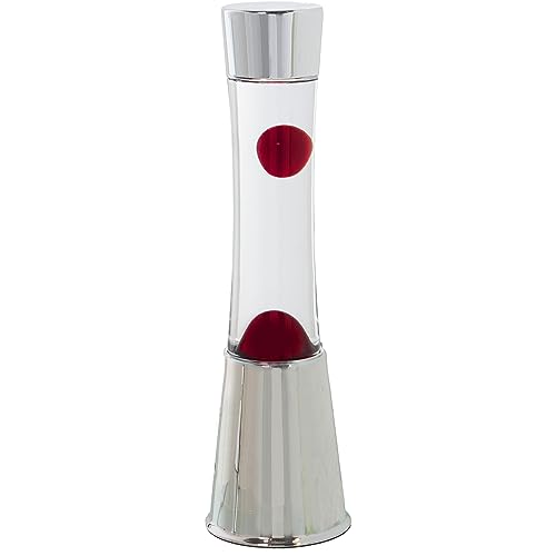 DRW Lampara Lava Metal Brillo Líquido Transparente y Rojo Ø11x39cm Cable Negro:150cm