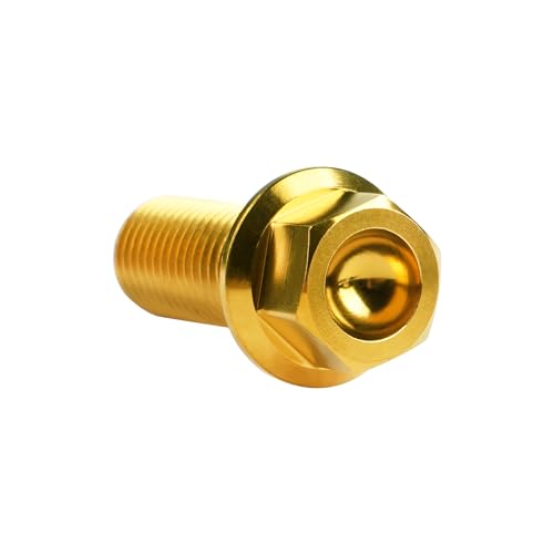 Image of Titanium Bolt M12 30 35 40 45 50 55 60 65 70 75 80 85 90mm Hex Small Flange Head for Motorcycle Car Modification Pack of 4 (M12x30mm Pitch 1.25, Gold)