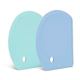 Silicone Dough Scraper with Stainless Steel Sheet, Curved Edge Flexible Bowl Scraper for Baking, Food Grade Silicone Bench Scraper for Sourdough Bread Basket, Set of 2, Blue & Mint Green, SAPID