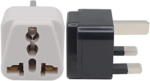 NUOE 2Pack UK Plug Adapter, 2 Pin European/US to 3 Pin UK Plug Adaptor For Shaver/Toothbrush/laptop, EU to UK Plug Adapter,USA to UK Plug Adapter
