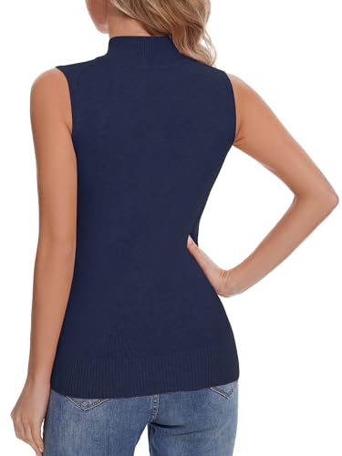 Image of Sleeveless Mock Neck Tops for Women Soft Slim Fit Knit Vest Tops