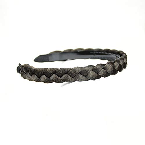 BOBIYA Plait Hair Headband with Teeth Synthetic Hair Plaited Headband Braid Braided With Teeth Hair Band (Dark Brown) - Image 2