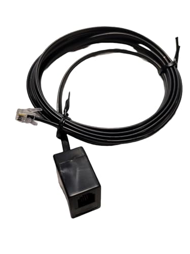 Dadusto 1 Stück Modular-Verlängerungskabel RJ10(4p4c)-Stecker - RJ10(4p4c)-Buchse 4-adrig flach und schwarz Belegung 1:1, 2 meter lang