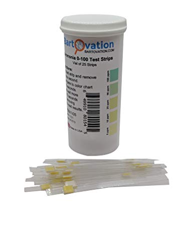 Bartovation Ammonia Test Strips 0-100 Ppm [Vial Of 25 Strips]