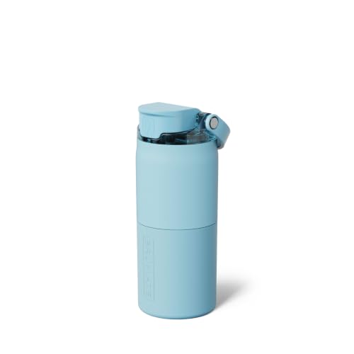 Image of BruMate Rise 18oz Water Bottle with Covered Silicone Straw | 100% Leakproof Insulated Kids Water Bottle | Cup Holder Friendly Base | 18oz (Glacier)