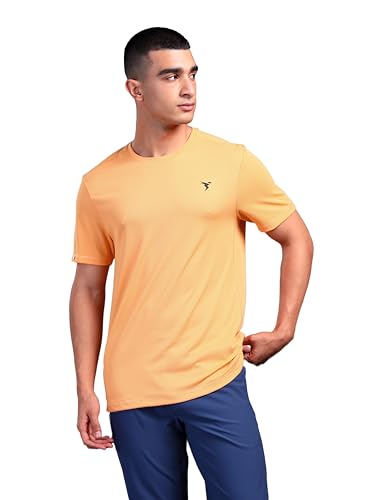 Image of TECHNOSPORT Men's Slim Fit Polyester Activewear Sports T-Shirt with Moisture-Wicking Comfort for Workout, Running & Gym