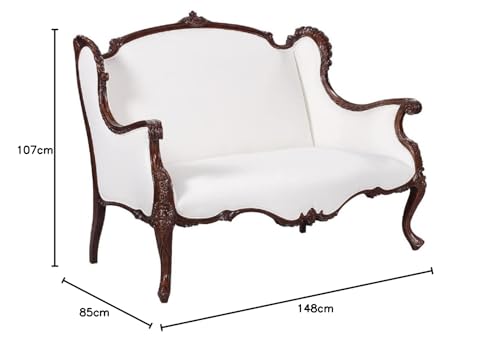 Casa Padrino Luxus Barock Sofa Weiß/Dunkelbraun - Prunkvolles Wohnzimmer Sofa im Barockstil - Barock Wohnzimmer Möbel - Edel & Prunkvoll – Bild 3