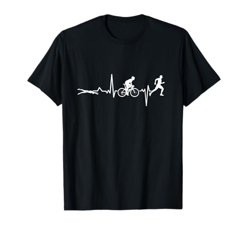 Lustiger Triathlon Laufen Schwimmen Radfahrer Herzschlag T-Shirt