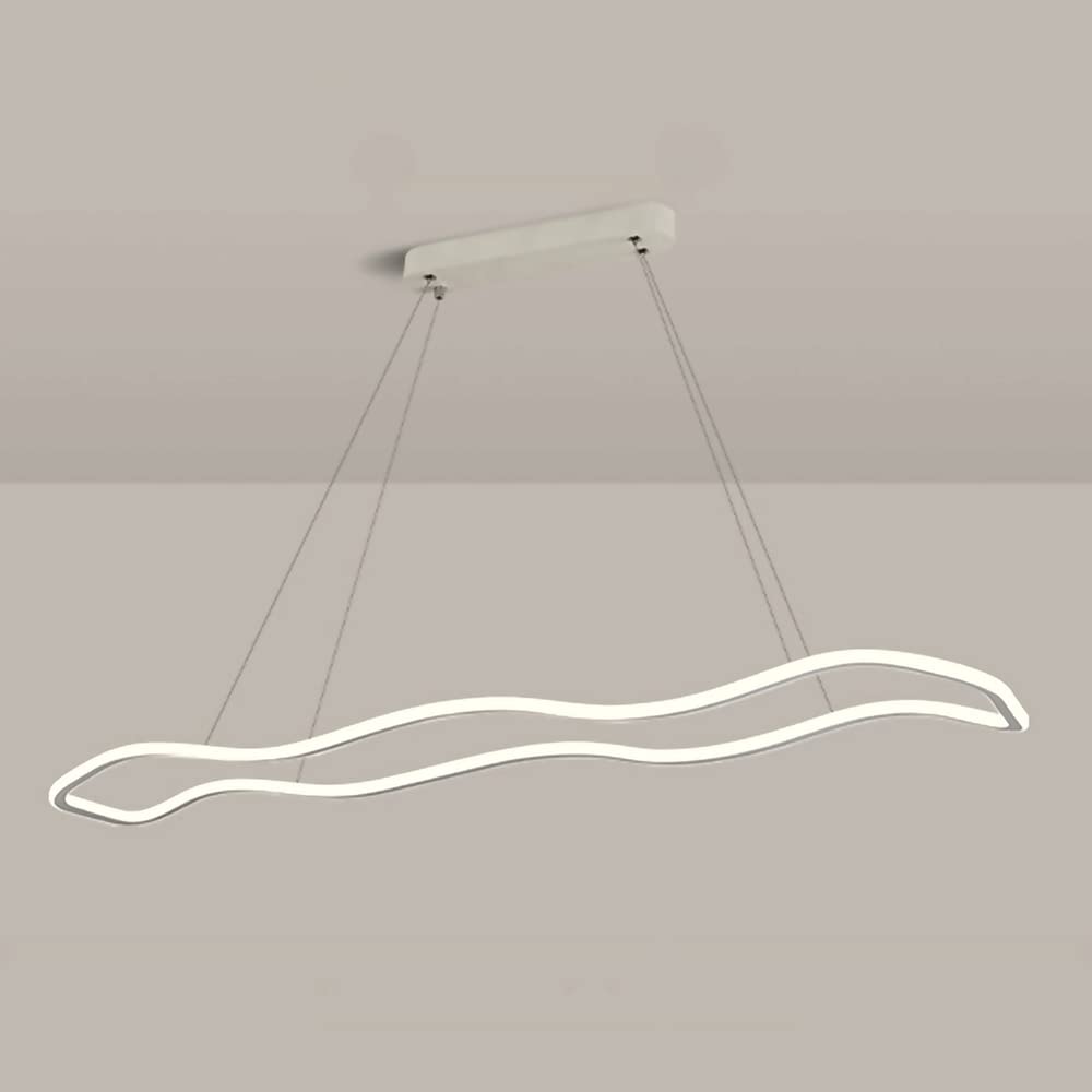 Suspension longue en fer blanc ondulée design LED 40W pour îlot de cuisine