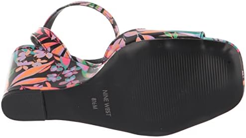 Nine West Women's NEVR8 Wedge Sandal, Black Tropical Multi, 5.5 | Image 3