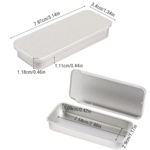 CANCYCC Pack of 3 Small Metal Box Containers, 8 x 3.4 x 1.2 cm Sliding Lid Metal Box, Rectangular Storage Box, Container for Sweets, Jewellery, Crafts, Pills, Survival Set