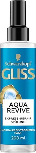 Gliss Express-Repair-Spülung Aqua Revive (200 ml) Haarspülung bietet eine Extraportion Feuchtigkeit & gesunden Glanz für normales bis trockenes Haar
