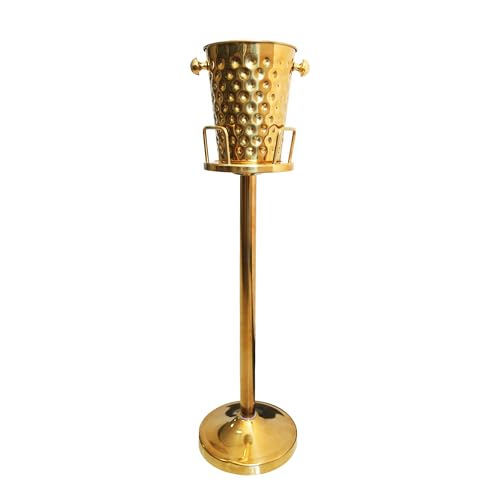 BARsics Luxury Floor-Standing 5-Quart Stainless Steel Champagne Ice Bucket Set Gold