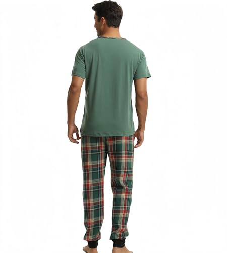 Men's Pajama Set Sleepwear Pjs Lightweight Short Sleeve Crewneck Nightwear Dry Soft Sleep Set With Pocket4