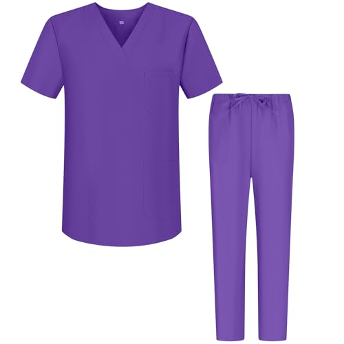 MISEMIYA - Unisex-Schrubb-Set - Medizinische Uniform mit Oberteil und Hose ref.6801-6802 - X-Small, Flieder