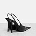 THESHY Women's Pointed Toe Slingback Heels Stiletto High Heel Faux Leather Stretch Strap Slip-on Backless Pumps Fashion Dress Shoes for Women Black