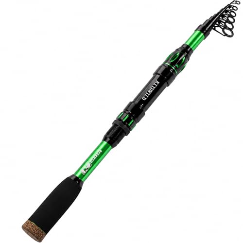 KITHWILD TORVEX Telescopic Fishing Rod 24-Ton Carbon Fiber Travel Rod Portable Spinning Rod for Freshwater Saltwater Green - 6FT