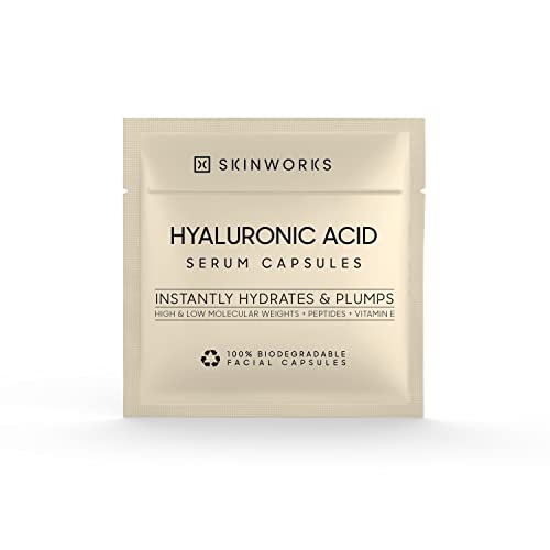 Skinworks Hyaluronic Acid Serum For Face, With Vitamin E, Anti Aging Serum For Fine Lines & Wrinkles, Hydrating Serum, Face Moisturizer To Plump And Repair Dry Skin, Unscented, Gel, 5 Individual Capsules #TOP3