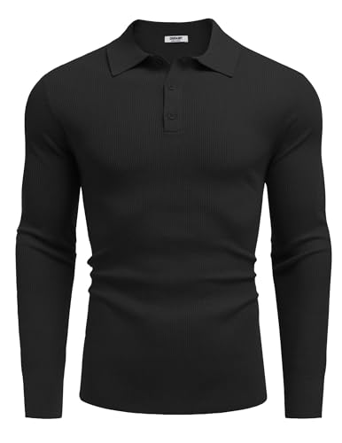 COOFANDY Men's Knit Polo Long Sleeve Sweaters Collared Polo Sweater Casual Dress Pullover Fashion Golf Sweaters 6