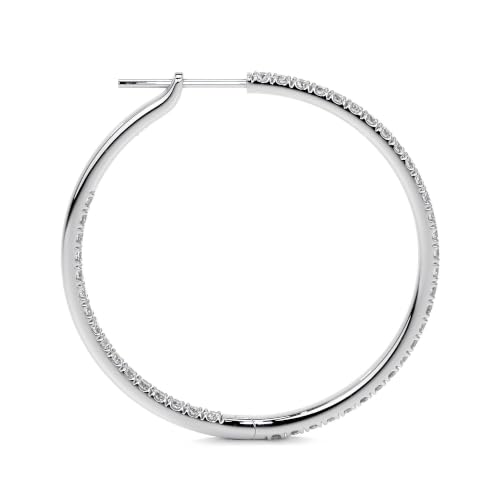 Emily 1.39 Carat Diamond Hoop Earrings in 18K White Gold — view 4