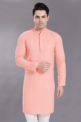 Image of DIVISIVE Men's Sequince Embroidered Cotton Blend Only Slim Fit Kurta