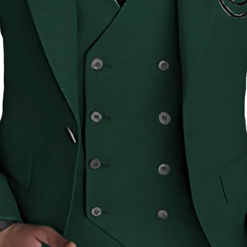 JEsilunmaMY Men's 3 Piece Double Breasted Suit Slim Fit Business Groom Tuxedo Suits Formal Suit for Wedding Prom Dinner Party4