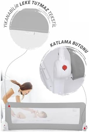 Resim babydoor Bebek Güvenlik Yatak Bariyeri 150 cm Gri 