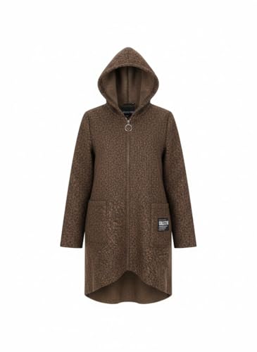 simaranda Sweatjacke Damen mit Kapuze Hoodie lange Übergangsjacke Kurzmantel uni mit Zipper Cardigan 29503 Senf