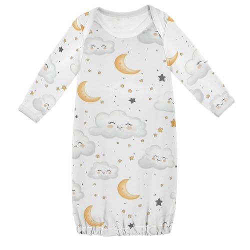 vvfelixl Baby Sleeper Gown for Newborn Boy Girls Clouds Moon Stars Infant Nightgown for 0-3 Months Multicolor