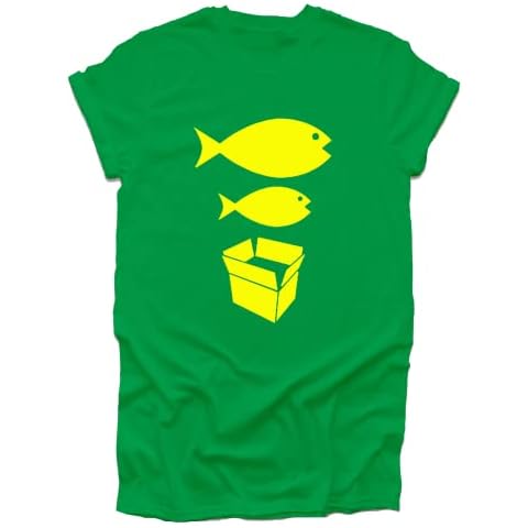 GP-Tees Big Fish Little Fish Funny Premium Quality Loose Fit T-Shirt Top for Ladies (Green - Small) Cover