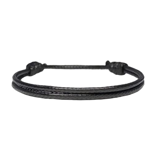 Thick Wax Nylon Cord Bracelet For Men Or Women - Surfer Friendship String Unisex Adult Waterproof Boy Girl Gift (One Size, Black) #TOP6