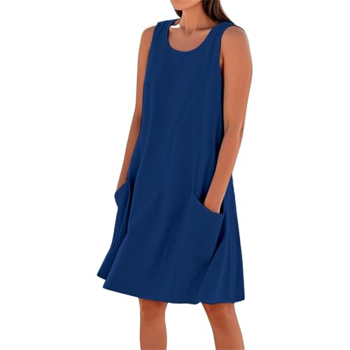 Robe courte pour femme longueur genou sans manches et simple
